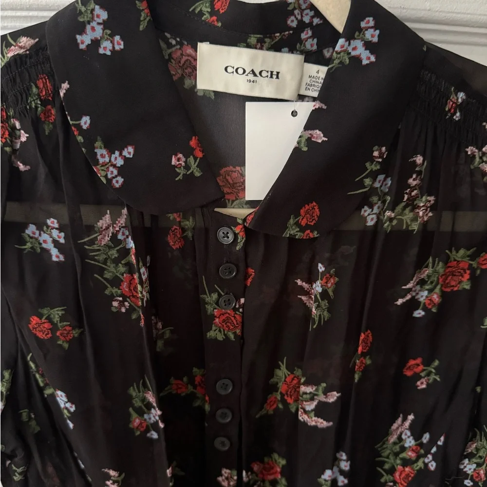 Coach Black Floral Midi Dress - Picture 4 of 12